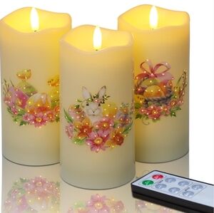 Flameless Easter Candles W/ Remote  Set Of 3 Brand New In Box